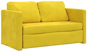 vidaXL Καναπές-Κρεβάτι Δαπέδου 2σε1 Σκ. Κίτρινο 122x204x55 εκ. Βελούδο