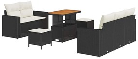 vidaXL Σετ Καναπέ Κήπου Ρυθμιζόμενο ύψος 8 pcs Μαύρο συνθετικό ρατάν