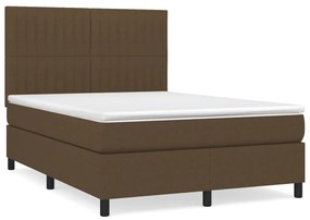 Κρεβάτι Boxspring με Στρώμα Σκούρο Καφέ 140x190 εκ. Υφασμάτινο - Καφέ