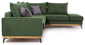 Γωνιακός καναπές αριστερή γωνία Luxury II pakoworld ύφασμα κυπαρισσί-ανθρακί 290x235x95εκ - Ύφασμα - 168-000001