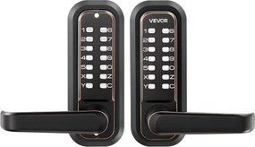 VEVOR Mechanical Keyless Entry Door Lock, 2.0 Code Upgrade, 4-7 Digits Code, Double-Sided Push Button Combination Keypad Door Lock with Handle, Auto Locking, for Indoor or Outdoor, Oil-Rubbed Bronze
