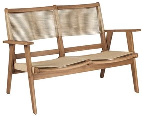 COFFEE Living Καναπές 2θέσιος Καθιστικού Βεράντας-Κήπου, Ακακία Φυσικό-Rope Wicker Μπεζ  119x71x84cm [-Φυσικό-] [-Wicker-, -Ξύλο-] Ε2352,2