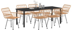 vidaXL Σέτ Κατά Dining  7 Τεμαχίων Καφέ Πολυ Ρατάν