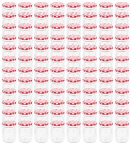 vidaXL Βάζα Μαρμελάδας 96 τεμ. 230 ml Γυάλινα με Κόκκινα/Λευκά Καπάκια