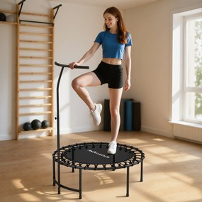 Rebounder Trampoline 5 Level Adjustable Handle Workout Trampoline Black
