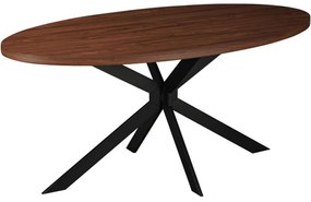 Τραπέζι Donal 029-000207 180x90x76cm Walnut-Black Mdf,Μέταλλο