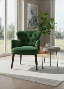 Stewehome μοντέρνο μπερζέρ με ξύλινα πόδια και υφασμάτινη επένδυση 60x60 cm