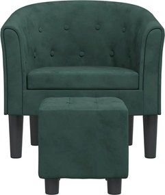 vidaXL Πολυθρόνα Μπάρελ με Υποπόδιο Σκούρο Πράσινο Βελούδινη