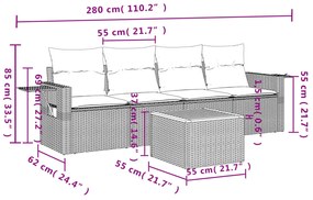 vidaXL Σετ Καναπέ Κήπου 5 Τεμαχίων Μαύρο Συνθετικό Ρατάν με Μαξιλάρια