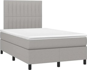 vidaXL Κρεβάτι Boxspring με Στρώμα &amp; LED Αν.Γκρι 120x200 εκ Υφασμάτινο