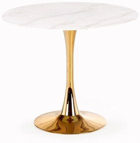 Τραπέζι Houston 1349, Χρυσό, Λευκό μάρμαρο, 75cm, 21 kg, Επεξεργασμένο γυαλί, Μέταλλο | Epipla1.gr