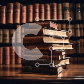 Intra Συλλεκτικό Ξύλινο Παζλ Plywood  4mm - Στοίβα από παλιά βιβλία στη βιβλιοθήκη με ράφια Σε Ξύλινο Κουτί - Διαστάσεις Puzzle: 10x10 cm – 25 κομμάτια