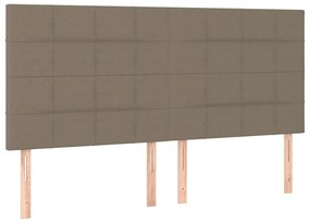 Κρεβάτι Boxspring με Στρώμα Taupe 200x200 εκ. Υφασμάτινο - Μπεζ-Γκρι