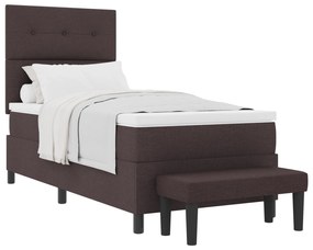 vidaXL Κρεβάτι με Στρώμα και Πάγκο Καφέ 100x200 cm Ύφασμα