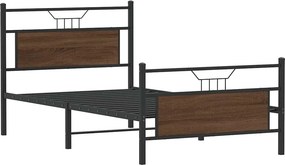 vidaXL Πλαίσιο Κρεβατιού Καφέ Δρυς 100x200 εκ. Επεξεργασμένο Ξύλο