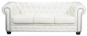 CHESTERFIELD Birmingham Καναπές 3Θέσιος Σαλονιού Καθιστικού, Δέρμα Άσπρο
