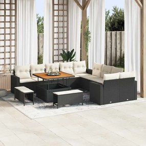 vidaXL Σετ Καναπέ Κήπου 13 pcs Μαύρο συνθετικό ρατάν