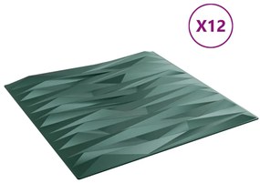 Πάνελ Τοίχου 12 τεμ. Πράσινη Σχέδιο Πέτρα 50 x 50 εκ. 3 μ² XPS 4100083