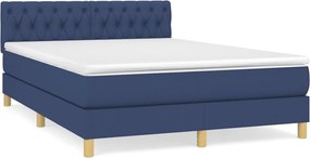 vidaXL Κρεβάτι Boxspring με Στρώμα Μπλε 140x190 εκ. Υφασμάτινο