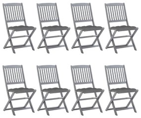 3078306 vidaXL Καρέκλες Εξ. Χώρου Πτυσσόμενες 8 τεμ. Ξύλο Ακακίας &amp; Μαξιλάρια, 1 Τεμάχιο