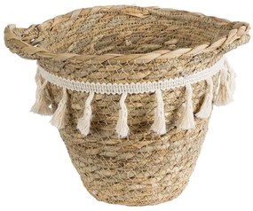 Κασπώ Santorini 20572 Φ17x16cm Beige-White GloboStar Cotton,Wicker
