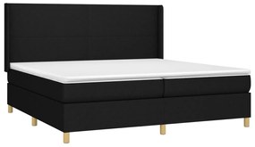 vidaXL Κρεβάτι Boxspring με Στρώμα &amp; LED Μαύρο 200x200 εκ. Υφασμάτινο