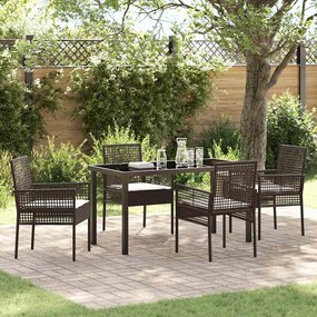 vidaXL Σέτ φαγητού για κήπο 5 pcs Καφέ συνθετικό ρατάν