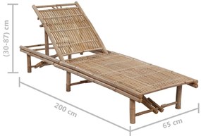 vidaXL Ξαπλώστρα Κήπου από Μπαμπού με Μαξιλάρι