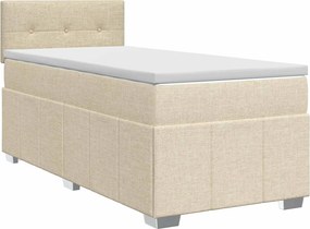 vidaXL Κρεβάτι box spring με στρώμα Κρεμ 90 x 200 cm Ύφασμα