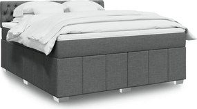 vidaXL Κρεβάτι Boxspring με Στρώμα Σκούρο Γκρι 180x200 εκ Υφασμάτιν