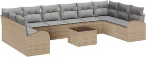 vidaXL Σετ Καναπέ με μαξιλάρι 11 pcs Μπεζ Πολυρατάν