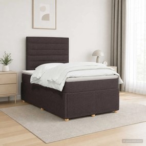 vidaXL Κρεβάτι box spring με στρώμα Σκούρο Καφέ 120 x 200 cm Ύφασμα