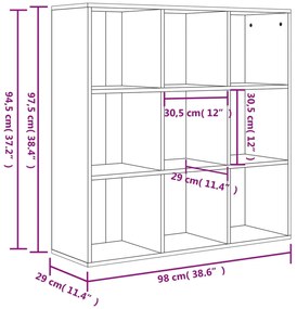 vidaXL Βιβλιοθήκη Χρώμα Sonoma Δρυς 98x29x97,5 εκ. Επεξεργασμένο Ξύλο