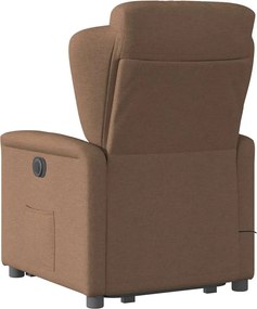 vidaXL Πολυθρόνα Μασάζ Ανακλινόμενη με Ανύψωση Καφέ Υφασμάτινη