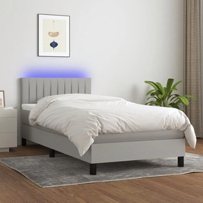 Κρεβάτι Boxspring με Στρώμα &amp; LED Αν.Γκρι 100x200 εκ Υφασμάτινο