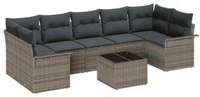 vidaXL Σετ Καναπέ Κήπου με μαξιλάρι 8 pcs Γκρι συνθετικό ρατάν