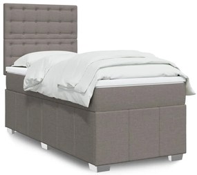 vidaXL Κρεβάτι Boxspring με Στρώμα Taupe 90x200 εκ. Υφασμάτινο