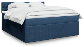 Κρεβάτι Boxspring με Στρώμα Μπλε 180x200 εκ. Υφασμάτινο