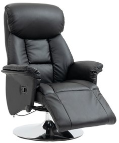 HOMCOM Πολυθρόνα Relax, Λειτουργία Ανάκλισης, Όψη Δέρματος, Υποπόδιο, έως 150 kg, 78 x 80 x 109 cm, Μαύρο
