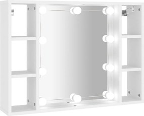 vidaXL Έπιπλο Καθρέπτη με LED Λευκό 76 x 15 x 55 εκ.