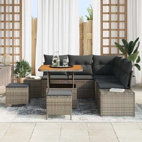 vidaXL Σετ Καναπέ Κήπου με μαξιλάρι 8 pcs Γκρι Πολυ ράταν