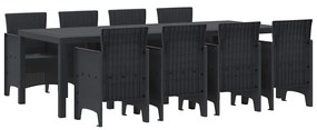 vidaXL Σέτ φαγητού για κήπο 9 pcs Ανθρακί Rattan Polt