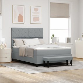 vidaXL Κρεβάτι με Στρώμα & Πάγκο Λαμπερό Γκρι 140x190 cm Ύφασμα