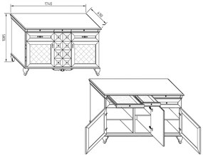 Μπουφές MARILLEE Chesnut/MDF Dark Provence 174x49x108.5cm