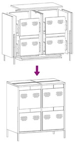 Ντουλάπι Μαύρο 68x39x73,5 εκ. από Χάλυβα Ψυχρής Έλασης - Μαύρο