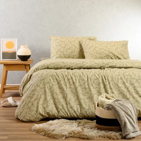 Φανελένια Σεντόνια Υπέρδιπλα (Σετ) Melinen Winter Line Poppy Pastel Olive Χακί Με Λάστιχο 160x200+30