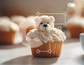 Σετ των 2 Intra Συλλεκτικό Ξύλινο Παζλ Plywood 4mm - Λευκό Cupcake με πάγωμα σε σχήμα αρκουδάκι Σε Ξύλινο Κουτί - Διαστάσεις: 10x10 cm – 25 κομμάτια