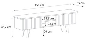 Έπιπλο τηλεόρασης Gemma Megapap χρώμα sepet oak 150x35x46,7εκ. - GP042-0291,1