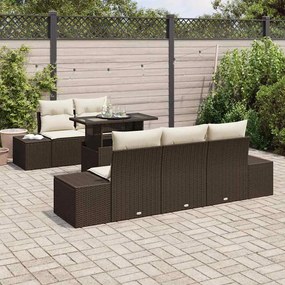 vidaXL Σετ Καναπέ Κήπου 6 pcs Καφέ και κρεμ 100 x 55 x 73 εκ