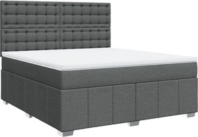 vidaXL Κρεβάτι Boxspring με Στρώμα Σκούρο Γκρι 180x200 εκ Υφασμάτιν